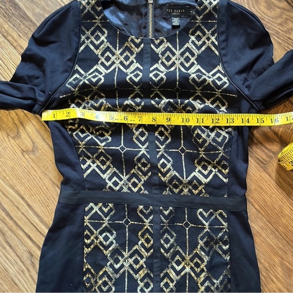 Ted Baker Dresses | Ted Baker Black Mikha Metallic Jacquard Panel Midi - Picture 5 of 8